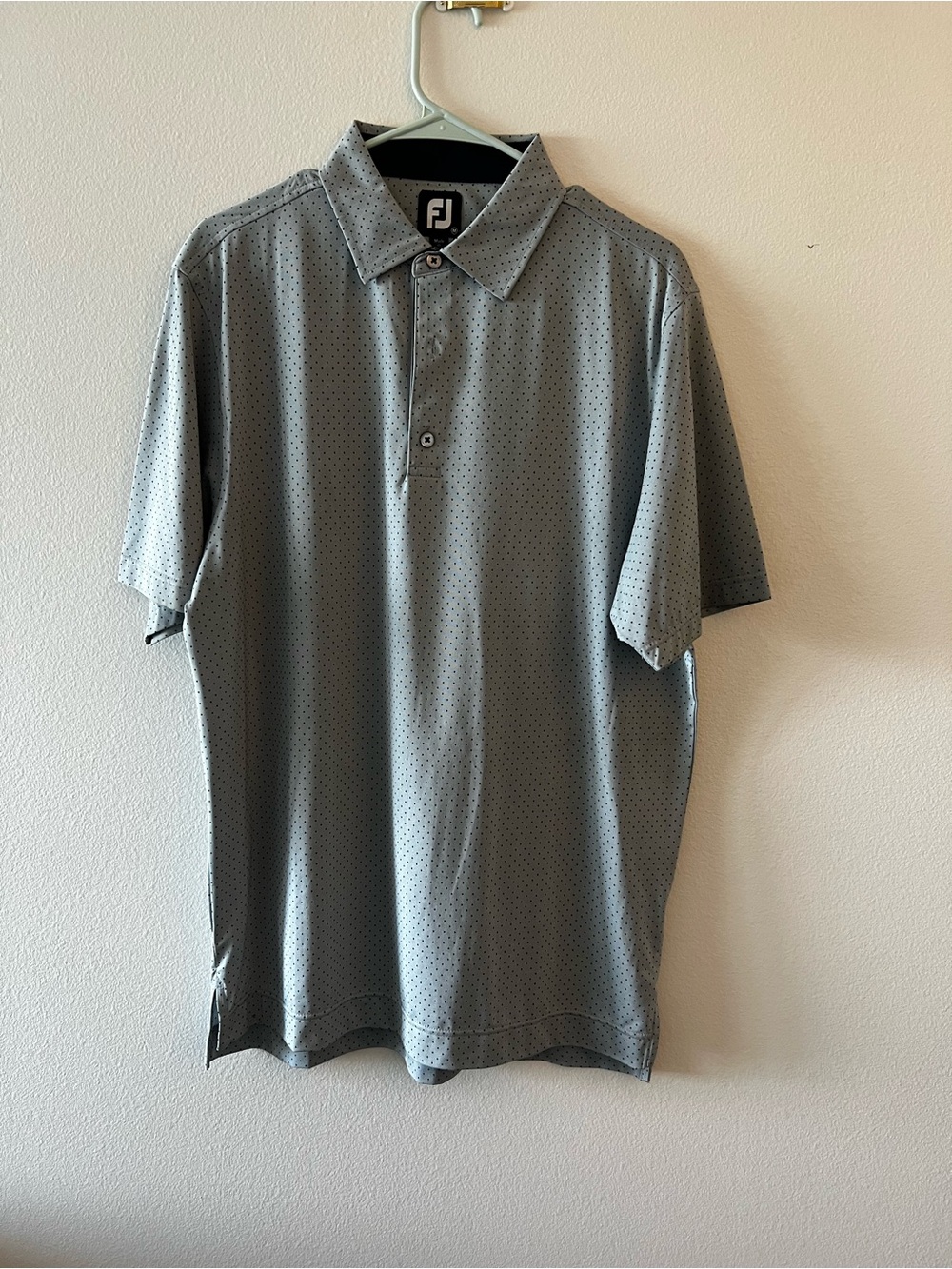 FootJoy Men's Gray Micro-Pattern Golf Polo